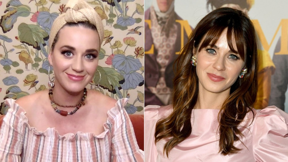 Split image of Katy Perry and Zooey Deschanel