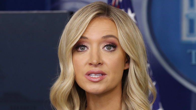 Kayleigh McEnany talking at a press conference