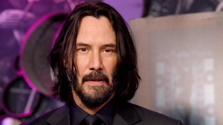 Keanu Reeves with mouth slightly open