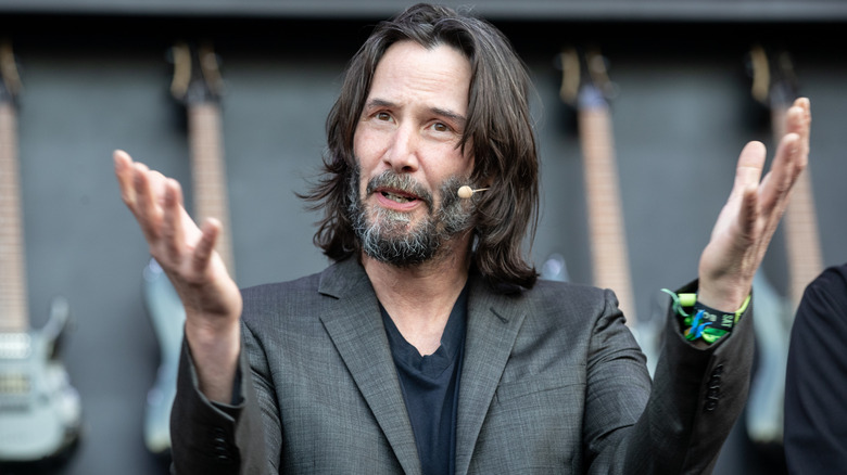Keanu Reeves attends a culinary demonstration during the 2023 BottleRock Napa Valley festival at Napa Valley Expo on May 27, 2023 in Napa, California.