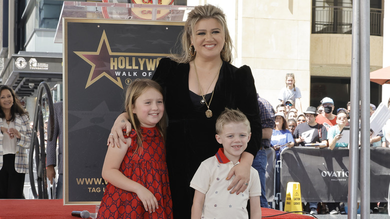 River Rose Blackstock, Kelly Clarkson, and Remington Alexander Blackstock attend The Hollywood Walk Of Fame Star Ceremony, 2022