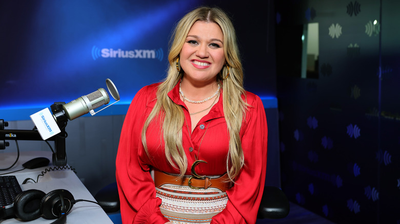 Kelly Clarkson hair down red top