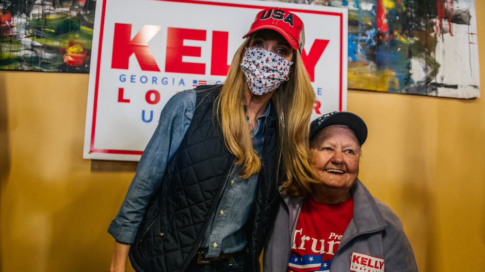 Kelly Loeffler in a red cap