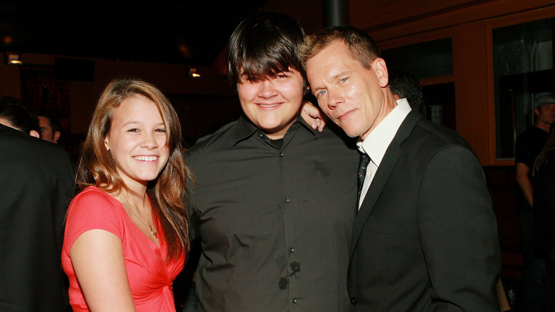 A 2007 photo of Kevin Bacon and his kids Sosie and Travis