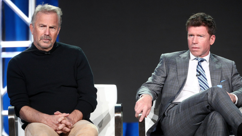 Kevin Costner and Taylor Sheridan sitting together