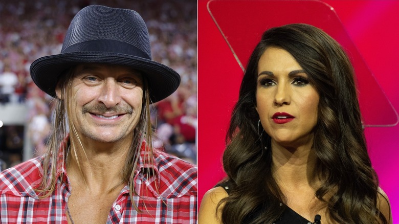 Split image of Kid Rock and Lauren Boebert