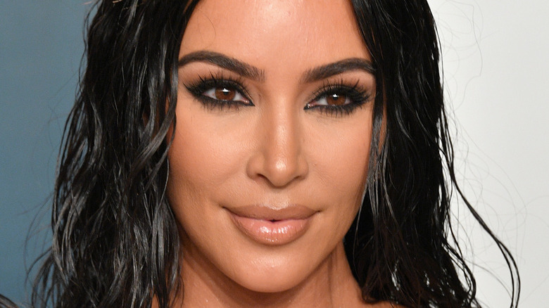 Kim Kardashian close up with wavy hair