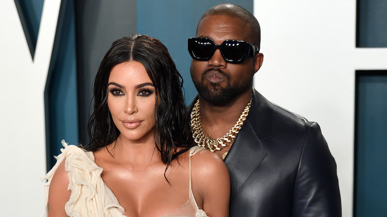 Kim Kardashian and Kanye West on the red carpet