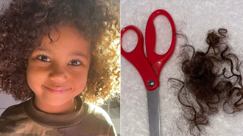 Saint West cuts own hair