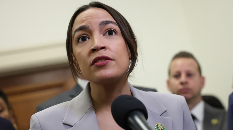 Alexandria Ocasio-Cortez at speaking engagement