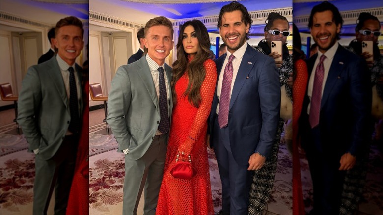 Roman Verras, Kimberly Guilfyole, and Christos Marafatsos pose together at the 9th annual Hellenic Initiative London Gala (2025)