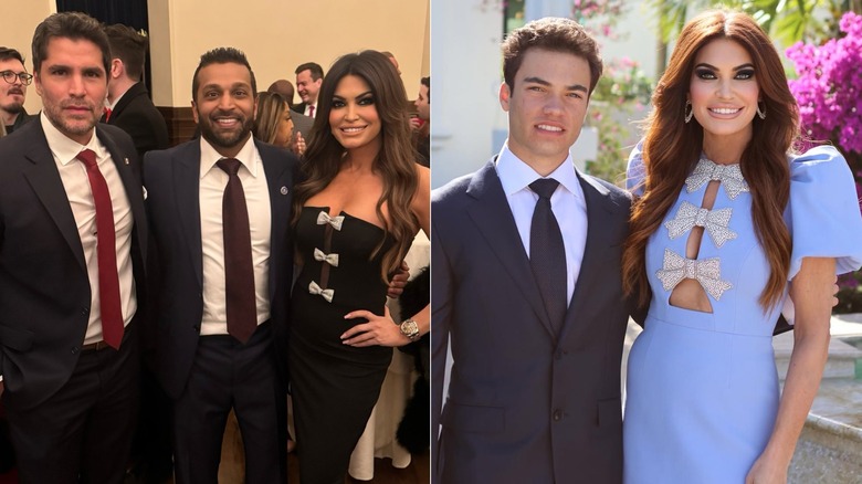 Side-by-side photos of Kimberly Guilfoyle wearing dresses with bows