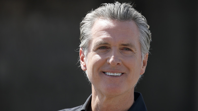 California Governor Gavin Newsom at the Gemperle Orchard