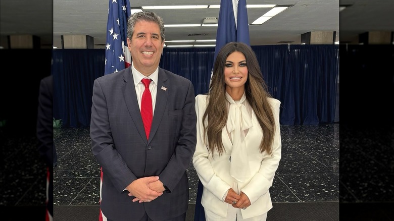 Kimberly Guilfoyle white suit swearing in as ambassador
