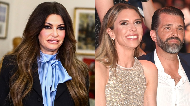 Kimberly Guilfoyle serving as the US Ambassador to Greece (left), Bettina Anderson and Donald Trump Jr. at a gala event in 2024 (right).