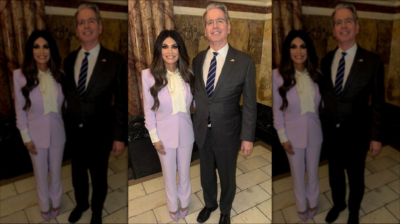 Kimberly Guilfoyle posing with Scott Bessent