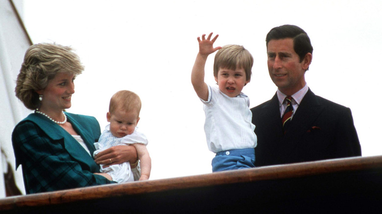 Princess Diana with her family on a yacht