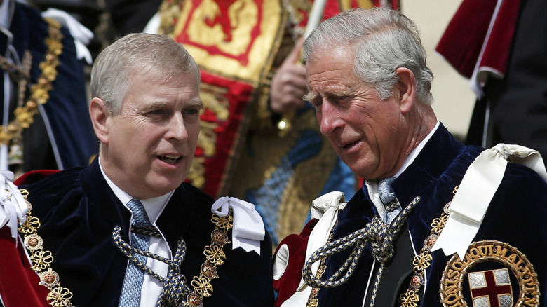 Andrew Mountbatten--Windsor and King Charles III talking