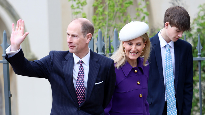 Prince Edward, Duke of Edinburgh, Sophie, Duchess of Edinburgh, and James Mountbatten-Windsor, Earl of Wessex