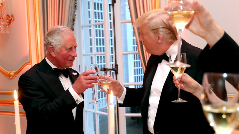 King Charles III and Donald Trump doing a toast
