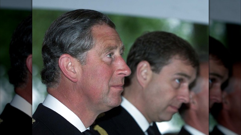Andrew Mountbatten-Windsor and King Charles III sitting next to each other