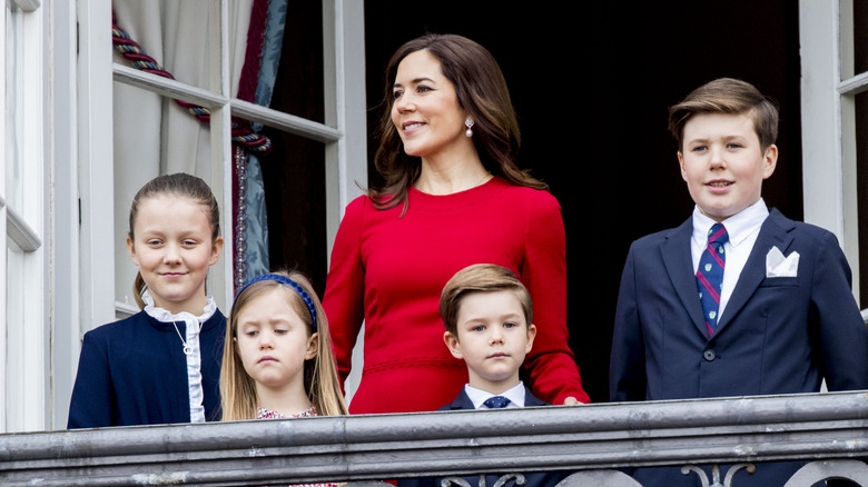 Queen Mary with her children at Amalienborg in 2018