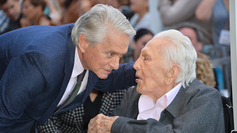 Michael Douglas and Kirk Douglas talking