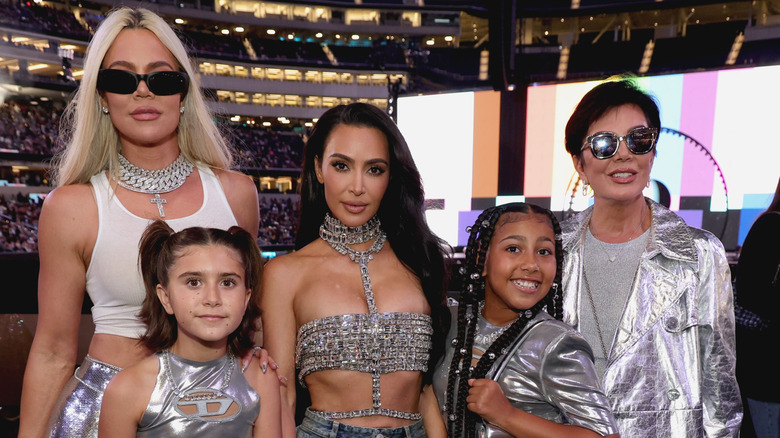 Khloé Kardashian, Kim Kardashian, Penelope Disick, North West, and Kris Jenner at the Beyoncé concert in 2023