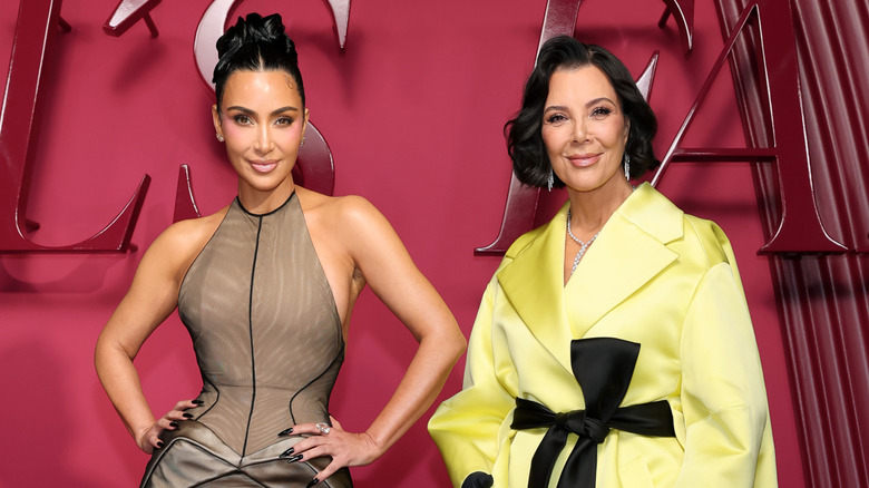 Kim Kardashian and Kris Jenner posing at premiere in 2025