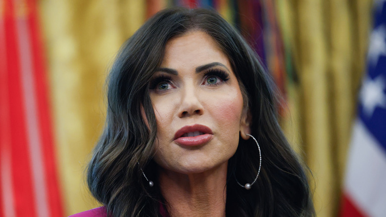 Kristi Noem looking lost in thought