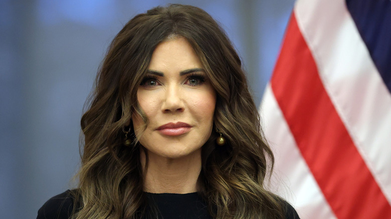 Kristi Noem staring into space