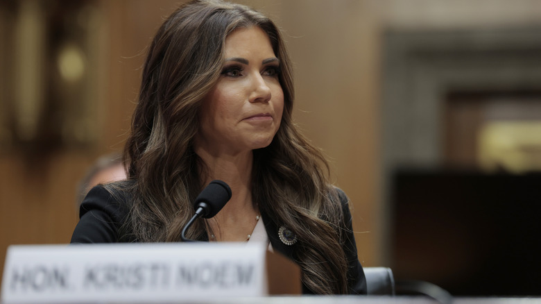 Kristi Noem frowning.