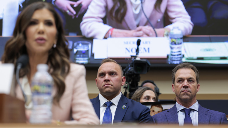 Bryon Noem (R), husband of U.S. Secretary of Homeland Security Kristi Noem, looks on as she testifies during a House Judiciary Committee hearing in the Rayburn House Office Building on March 04, 2026 in Washington, DC.