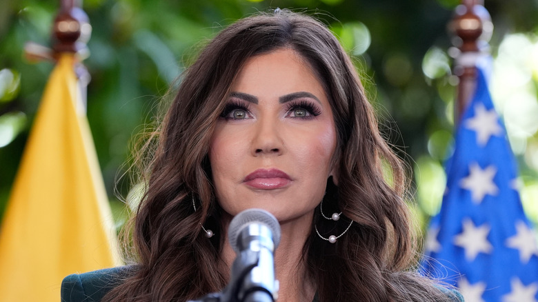 Kristi Noem with microphone