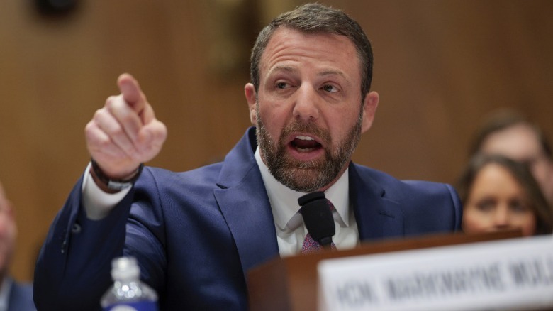 Markwayne Mullin testifies during a confirmation hearing in the Dirksen Senate Office Building in Washington, DC (2026)