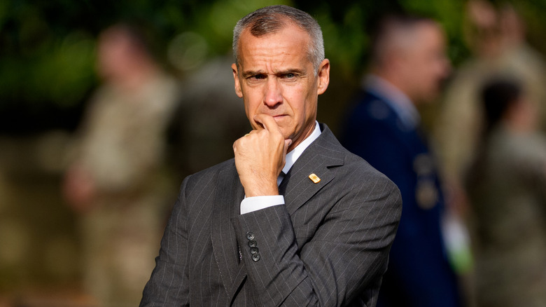 Corey Lewandowski arrives for a September 11th observance event in the courtyard of the Pentagon September 11, 2025 in Arlington, Virginia.