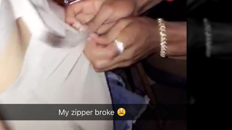 Kylie Jenner jumpsuit with broken zipper