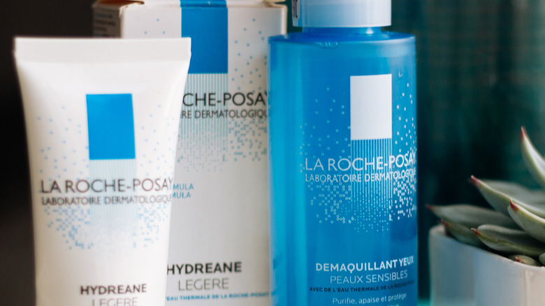 La Roche-Posay products next to succulent