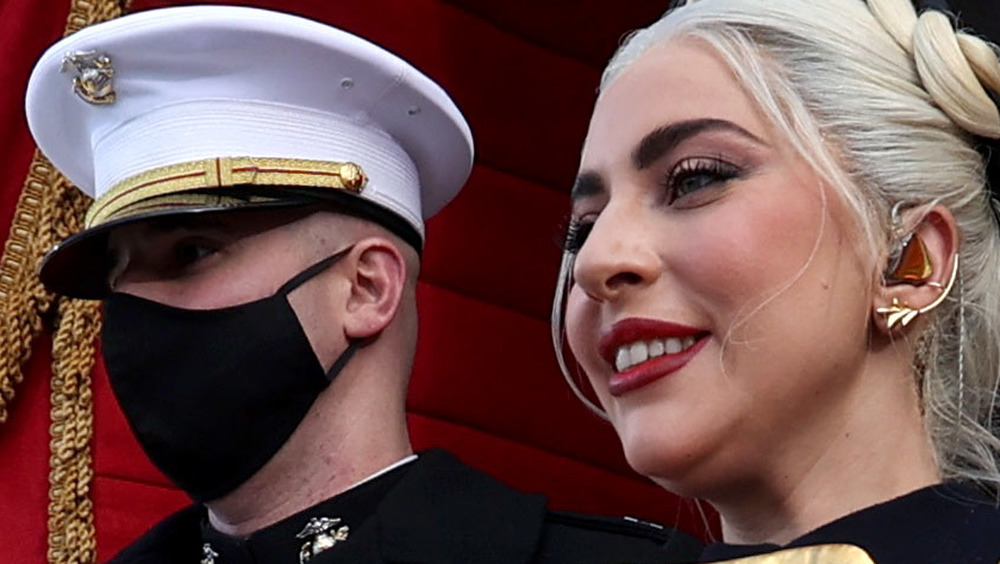 Lady Gaga and Marine escort on Inauguration Day