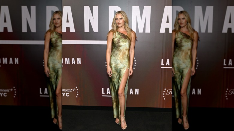 Ali Larter multi-colored high-slit dress