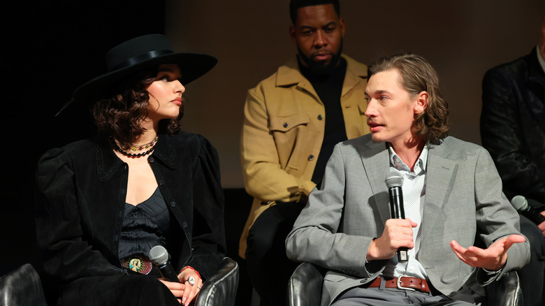 Paulina Chávez and Jacob Lofland speaking about "Landman"