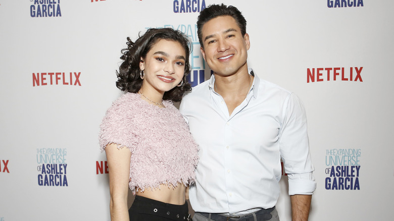 Paulina Chávez with Mario Lopez at event for "Ashely Garcia: Genius in Love"