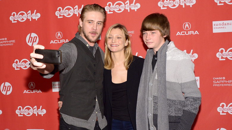 Jacob Lofland posing with "Little Accidents" team