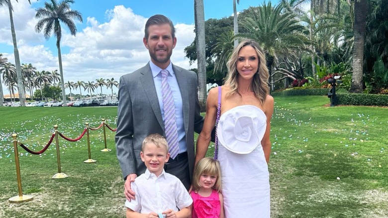 Eric and Lara Trump posing with their kids