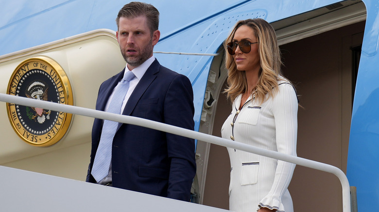 Lara Trump and Eric Trump exiting Air Force One