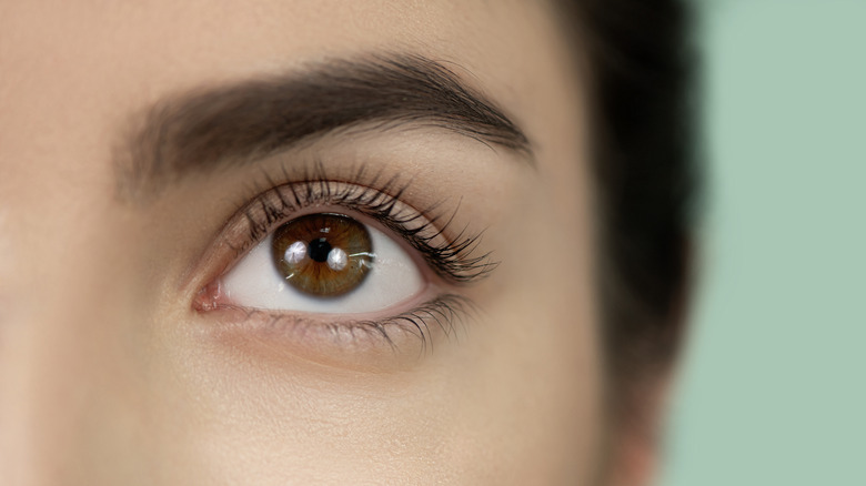 Woman showing off her lashes