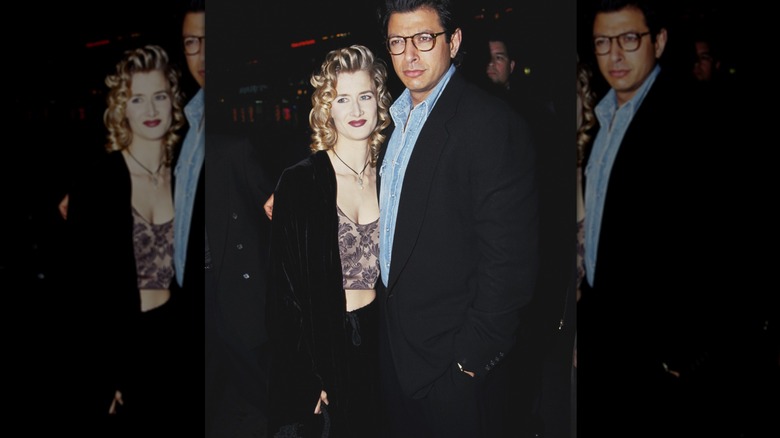 Laura Dern and Jeff Goldblum posing side by side for cameras