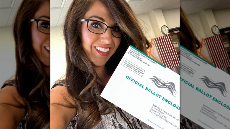 Lauren Boebert selfie with mail-in ballot