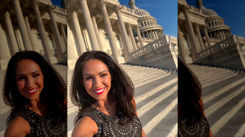 Lauren Boebert taking selfie on Capitol steps