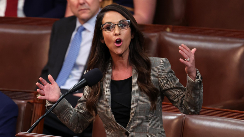 Lauren Boebert delivering an impassioned speech